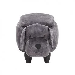 Beliani Fauteuils Et Poufs Enfant Tabouret Enfant En Velours Gris Foncé -Commodes enfant Soldes tabouret enfant en velours gris fonce 2