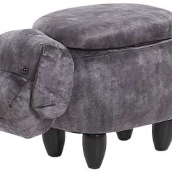 Beliani Fauteuils Et Poufs Enfant Tabouret Enfant En Velours Gris Foncé