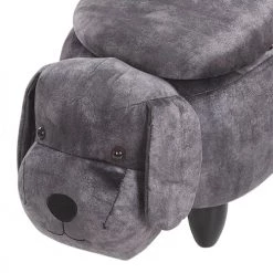 Beliani Fauteuils Et Poufs Enfant Tabouret Enfant En Velours Gris Foncé -Commodes enfant Soldes tabouret enfant en velours gris fonce 4