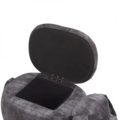 Beliani Fauteuils Et Poufs Enfant Tabouret Enfant En Velours Gris Foncé -Commodes enfant Soldes tabouret enfant en velours gris fonce 5