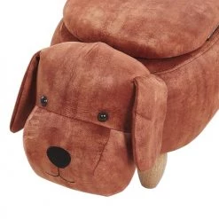 Beliani Fauteuils Et Poufs Enfant Tabouret Enfant En Velours Marron -Commodes enfant Soldes tabouret enfant en velours marron 4