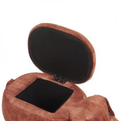 Beliani Fauteuils Et Poufs Enfant Tabouret Enfant En Velours Marron -Commodes enfant Soldes tabouret enfant en velours marron 5