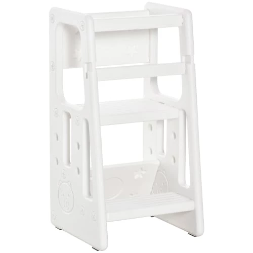 Homcom Fauteuils Et Poufs Enfant Tour D'apprentissage Pour Enfants Hauteur Réglable Sur 3 Niveaux Blanc 1 Homcom Fauteuils Et Poufs Enfant Tour D'apprentissage Pour Enfants Hauteur Réglable Sur 3 Niveaux Blanc